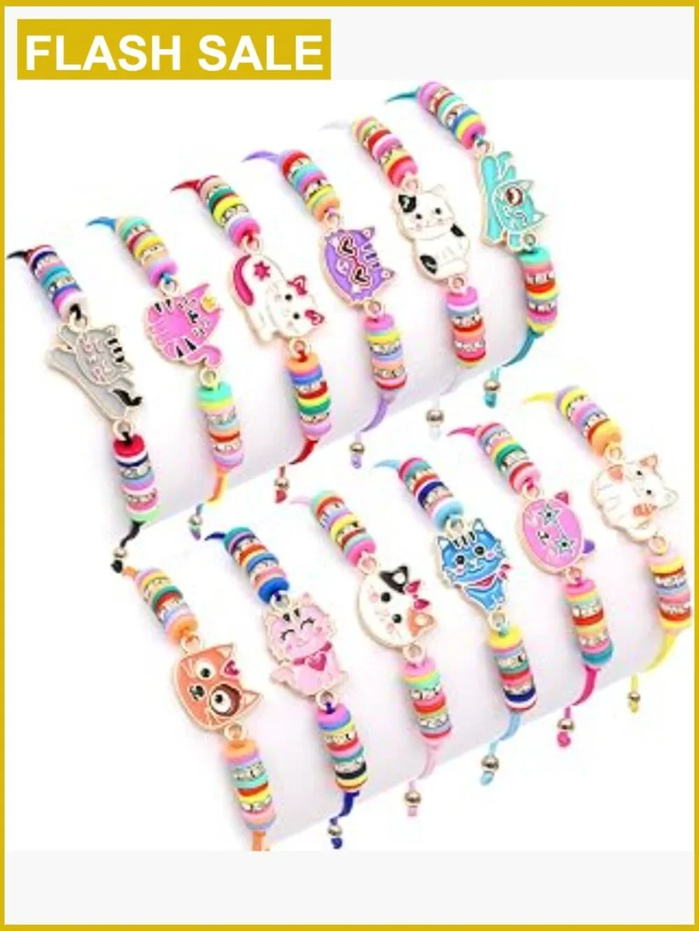 12Pcs Cute Cat Charm Friendship Bracelets for Girls Toddler Play Jewelry